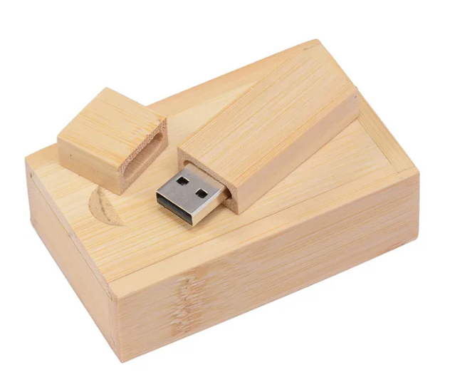 USB Minne i liten trälåda med eget tryck - 128 GB