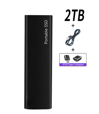 2TB Bärbar SSD Type-C USB 3.1 ssd-hårddisk Extern SSD (refurbished)