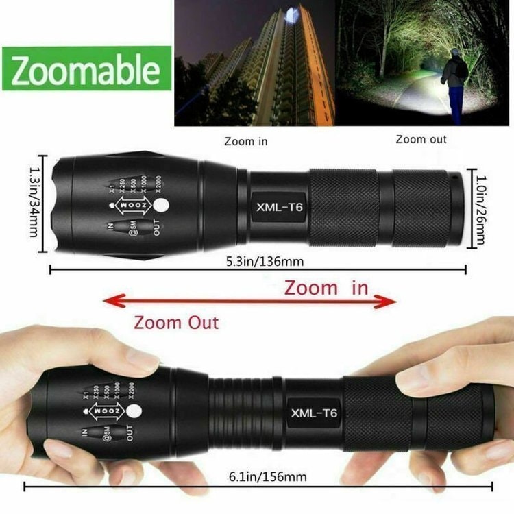 10000 Lumens XM-L T6 Zoombar Taktisk Militär Jakt LED-ficklampa Ficklampa -  | Fynd24