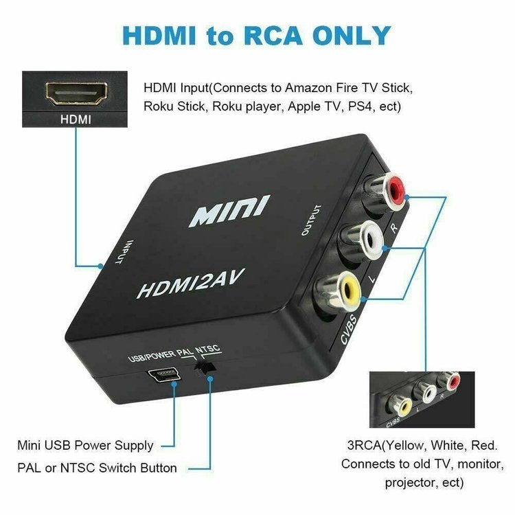 HDMI till to RCA Audio Video AV CVBS Adapter Converter Omvandlare