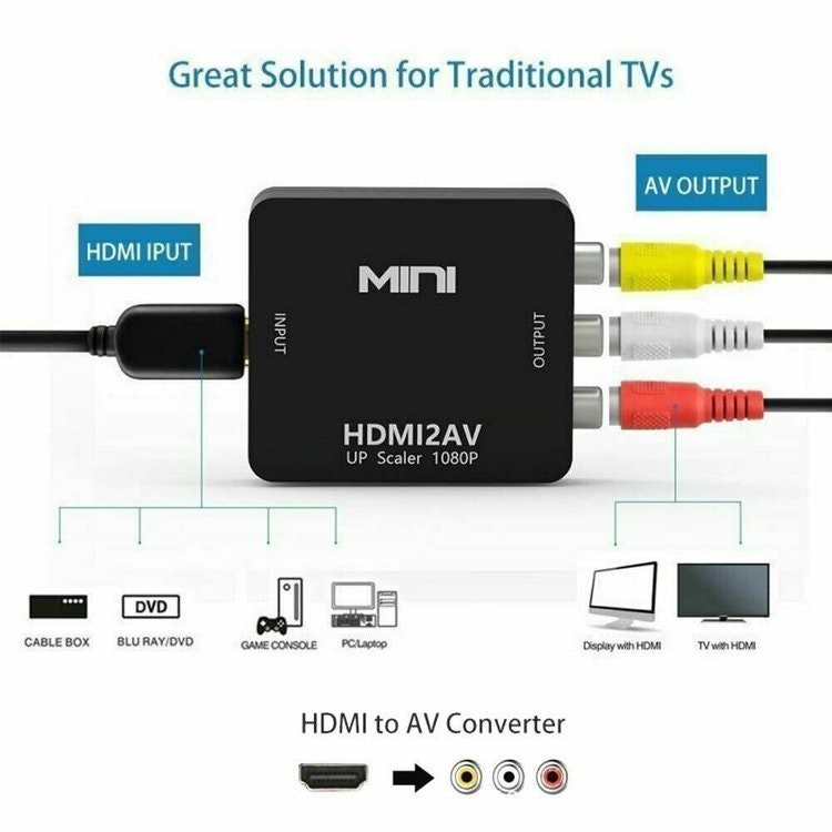 HDMI till to RCA Audio Video AV CVBS Adapter Converter Omvandlare