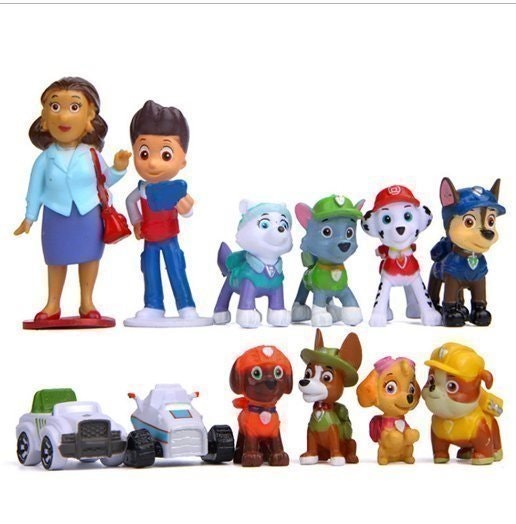 12 st Paw Patrol Deluxe Set Leksak Figurer