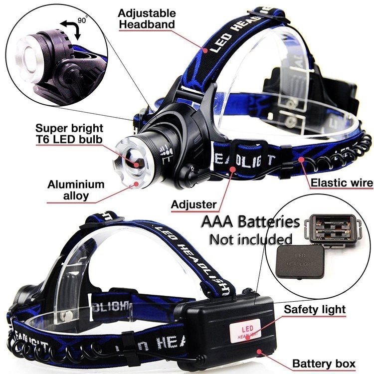 5000Lm Lumens XM-L CREE L2 V6 LED Laddningsbar Pannlampa