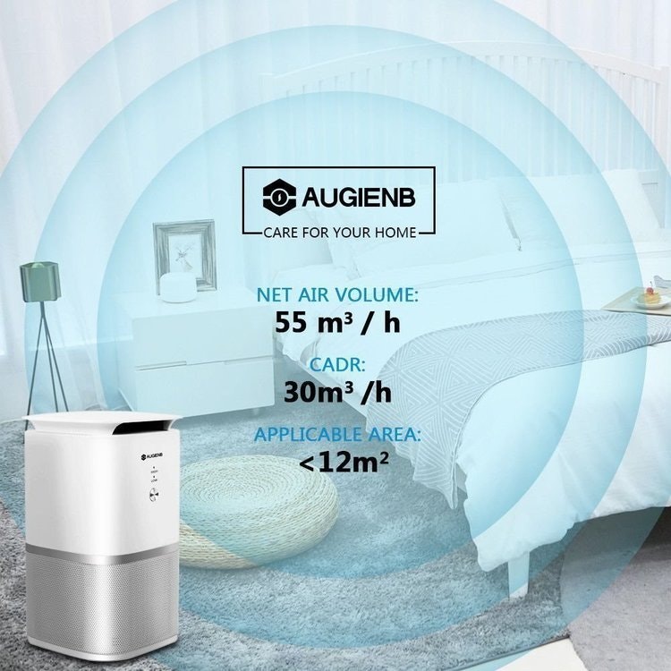 AUGIENB 4 i 1 Jonisator Air Purifier Luftrenare HEPA Aktiv Kolfilter