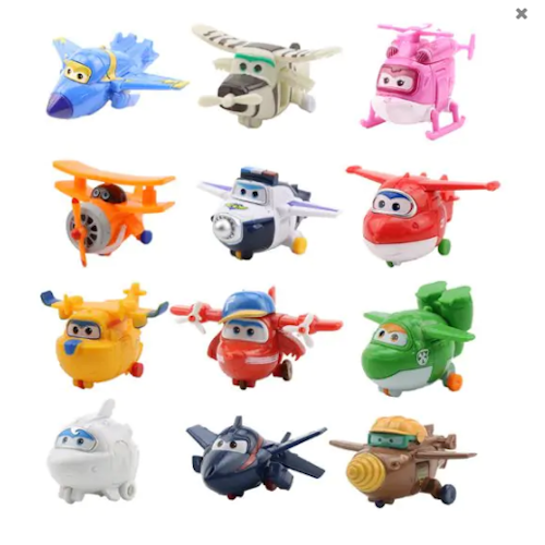 12 st Mästerflygarna Deluxe Super Wings Transformera Mini Figurer Leksak