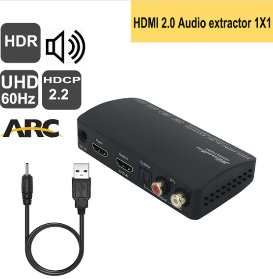 Splitter 4K HDMI Switcher Omkopplare HDMI 2.0 Switch HDMI audio extractor HDR ARC splitter 4X1 med fjärrkontroll