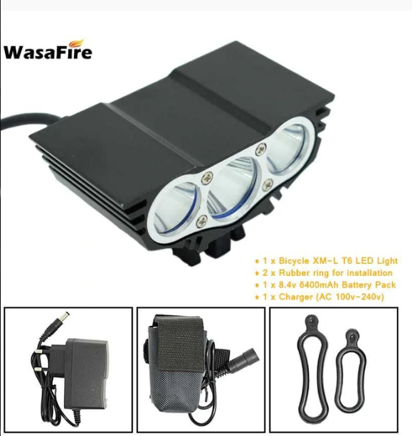 Superstark 5000 Lumens X3 Cykellampa 3 * T6 LED Cykel Framljus 4 Lägen Mountain Bike Strålkastare + 18650 Batteripaket