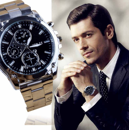 GEMIXI Armbandsklocka  Exquisite Processing Business About Men Stainless Rostfritt Steel Stål Band Machinery Sport Quartz Watch Klocka
