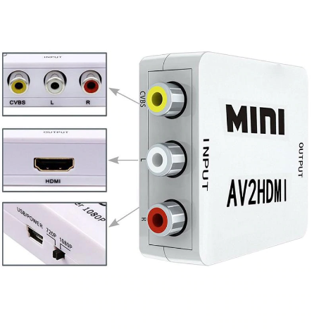 RCA / AV / CVBS till HDMI signalomvandlare CVBS AV to HDMI converter Up Scaler 1080p