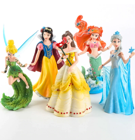 5-Pack Disney Princess Deluxe Figurer Frozen Elsa Anna Mermaid Cinderella Flower Fairy