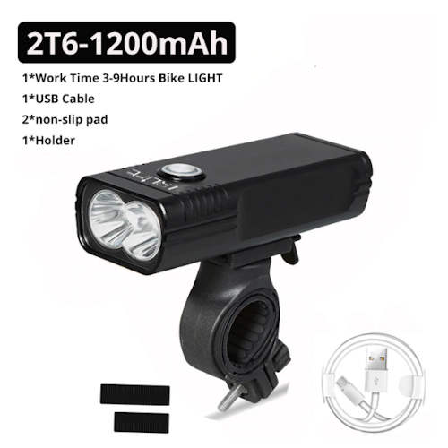 Vattentät 20000 Lumens L2/T6 Cykellampa Uppladdningsbart 1200 mAh  IPX5 Waterproof