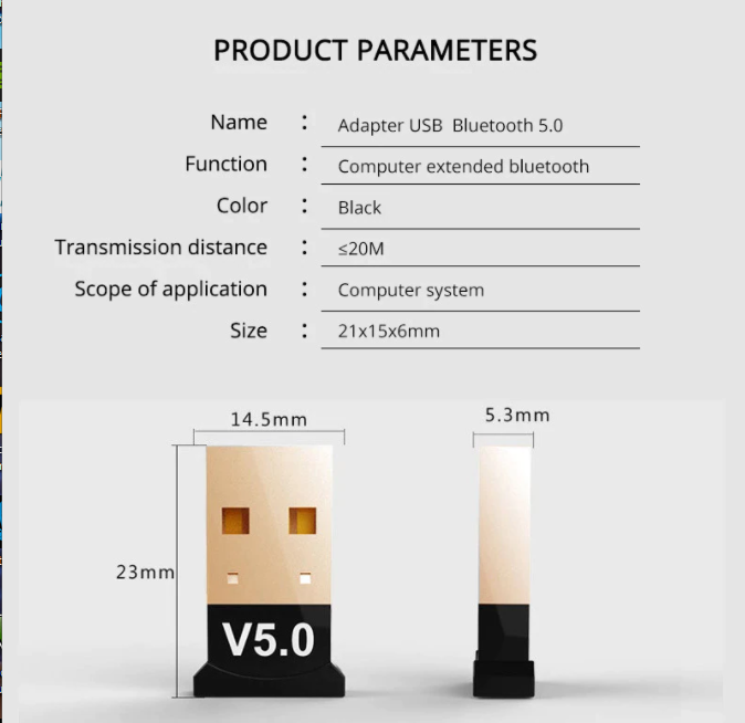 USB-adapter med Bluetooth 5.0