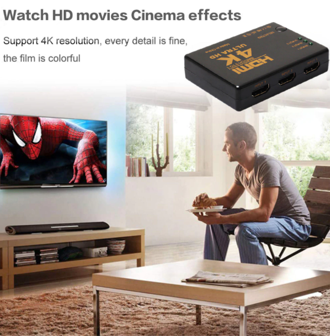 Portable 3 HDMI Ports In and 1 HDMI Out Full HD 4K*2K 1080P HDMI