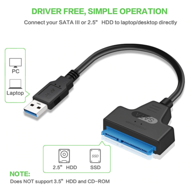 SIK USB 3.0 to SATA III Hard Drive Adapter Cable for 2.5 inch SSD and HDD,wit... 