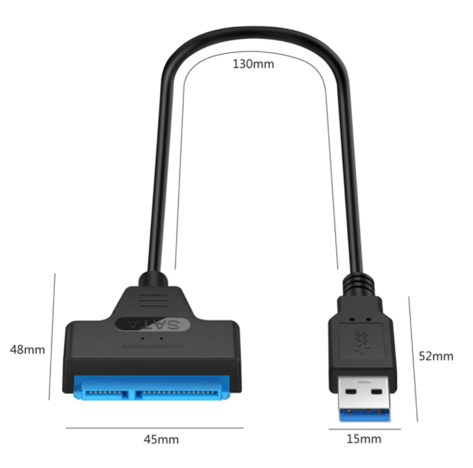 Congdi USB SATA 3 Kabel Cable Sata Adapter Till USB 3.0 Upp Till 6 Gbps Support 2.5Inch External SSD HDD Hard Drive 22 Pin Sata III A25 2.0