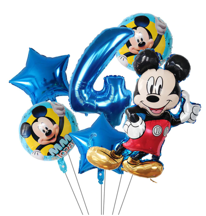 6-Pack Disney Minnie Ballonger Musse Pig Mickey Mouse Födelsedagsdekorationer Decor Ballong Kalas - Blå