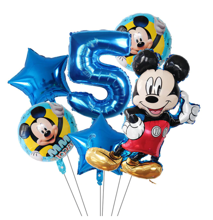 6-Pack Disney Minnie Ballonger Musse Pig Mickey Mouse Födelsedagsdekorationer Decor Ballong Kalas - Blå