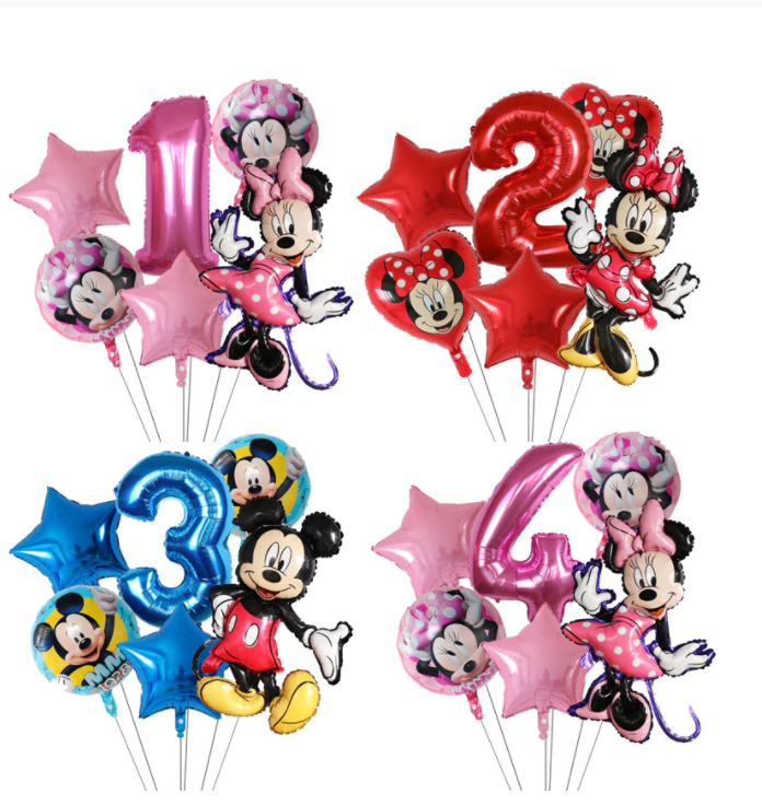 6-Pack Disney Minnie Ballonger Musse Pig Mickey Mouse Födelsedagsdekorationer Decor Ballong Kalas - Blå