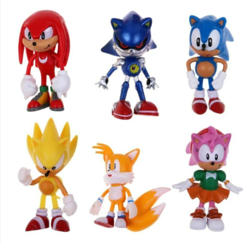 6-Pack Sonic Deluxe Figur Set Leksaker