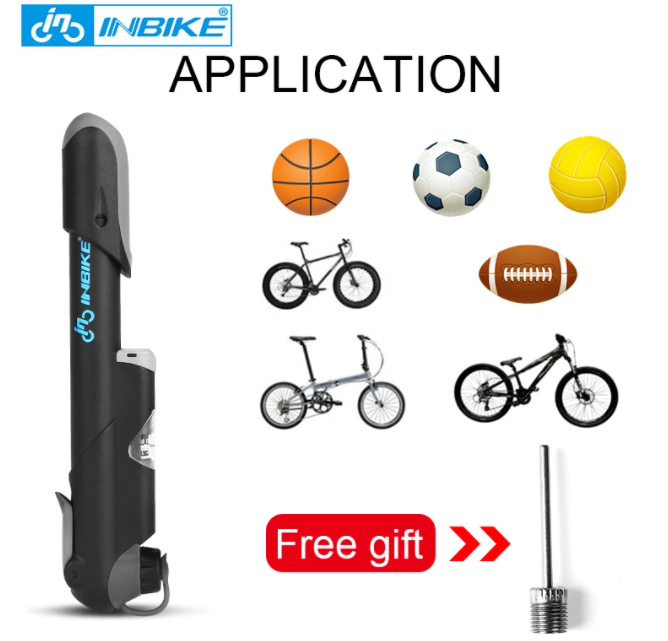 INBIKE Bärbar Cykelpump Mini Handpump Cykling Luftpump Däck Uppblåsare Schrader Presta Valve MTB Mountainbike pump