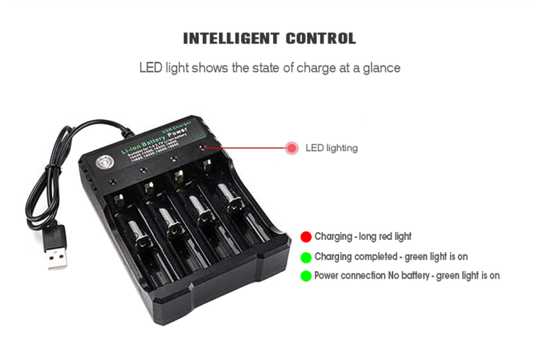 18650 Batteriladdare Svart 1 2 4 Spår AC 110V 220V Dual För 18650 Laddning 3,7V Uppladdningsbart Litiumbatteriladdare