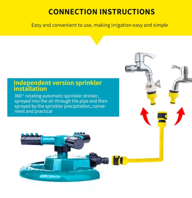 Högkvalitativ 360 graders cirkel roterande trädgårdssprinkler trädgårdsbevattning automatisk vattning gräs gräsmatta vattenspridare munstycken trädgårdssprinkler