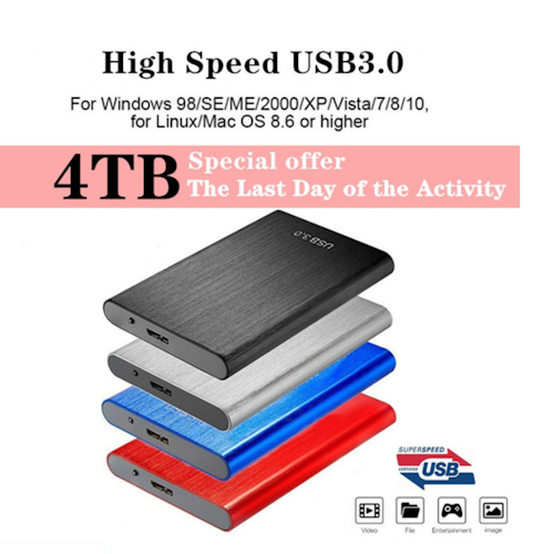 4TB HDD USB3.0 SATA High Speed 2.5\\ Extern Hårddisk High Speed Portable Hard Disk USB 3.0 SATA Hard Storage Devices