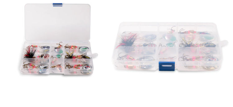 21-Pack Spinner Fiskbeten Fiskedrag Lushazer Metal + Box