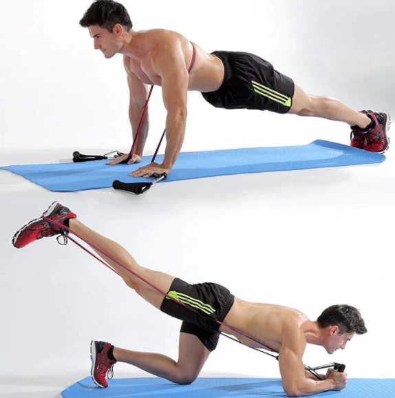 11 st Latex Tube Resistance Bands Yoga Fitness Gym Equipment Träningsrep Hem Elastisk rygg Muskel Styrketräning