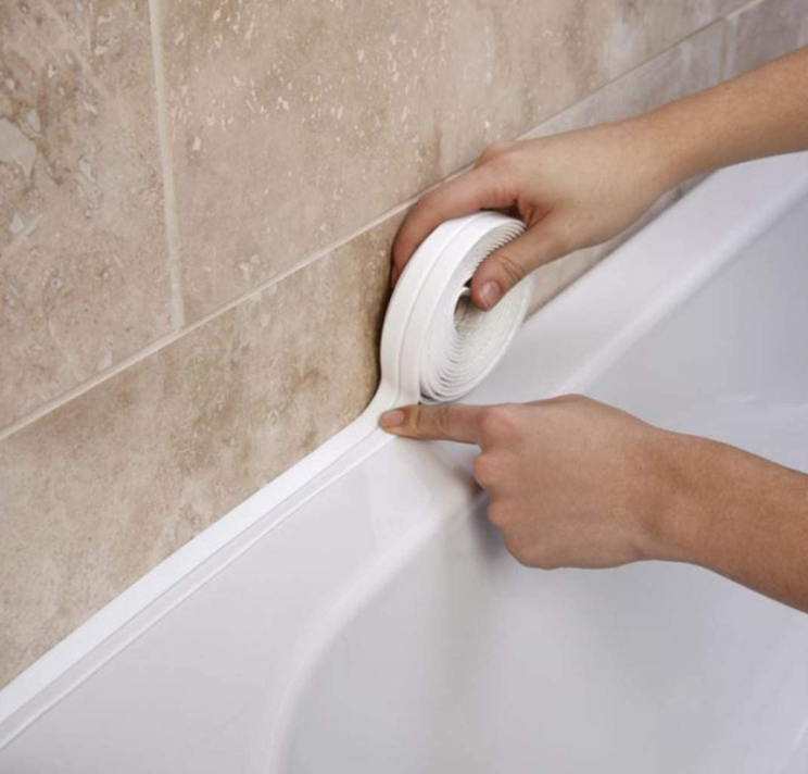 Badrum Duschhandfat Badtätningslistband Vit PVC Självhäftande Vattentät Väggklistermärke för badrumskök