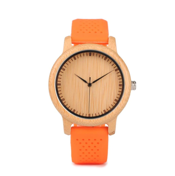 Bamboo Träklocka Clearance Wooden Leather Kvartsklocka Quartz Wristwatch Mode