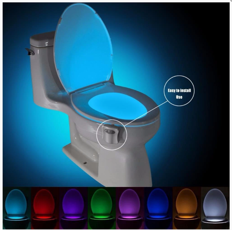 Smart Motion Led Sensor Toalett Sits Nattljus 8 Färger