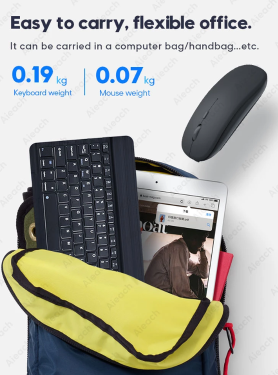 Tablet trådlöst Tangentbord + Mus för iPad iPhone Huawei Samsung Teclado, Bluetooth-kompatibel tangentbordsmus