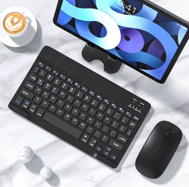 Tablet trådlöst Tangentbord + Mus för iPad iPhone Huawei Samsung Teclado,  Bluetooth-kompatibel tangentbordsmus - | Fynd24