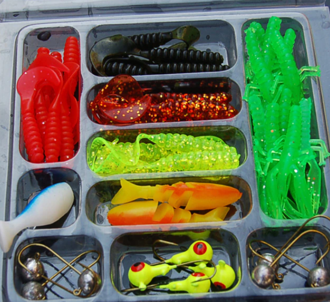 35-pack Fiskebete Maskar Kit Mix Soft Worm Lure Carp Jig hooks Spinner Spoon Lure Pesca Artificial Bionic Bait Fish Lure Set