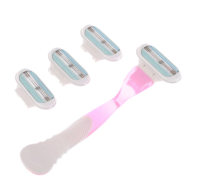 Rakhyvel + 4 utbytbara rakblad Kvinnor Dam Barber Trimmer Bikini Razor  Underarm Razor - Rosa - | Fynd24