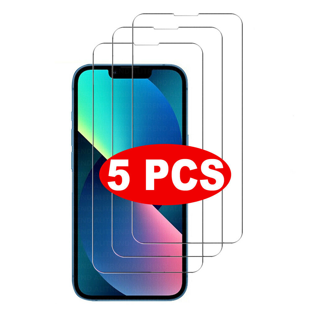 5-Pack Skärmskydd av härdat glass för Iphone 13 12 11 Pro Max X XS XR 8 7 6 5 plus Härdat glass