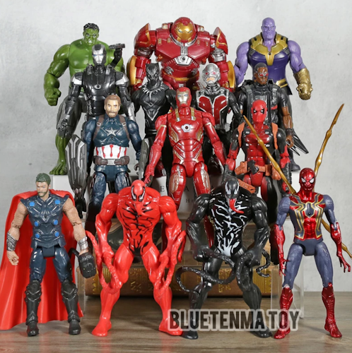 14-Pack Marvel Avengers Venom Carnage Spiderman Thanos Thor Deadpool Hulkbuster Iron Man Black Panther Action Figurer Deluxe