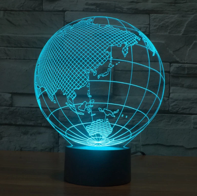 Häftig Klot (Jorden) 3D-lampa