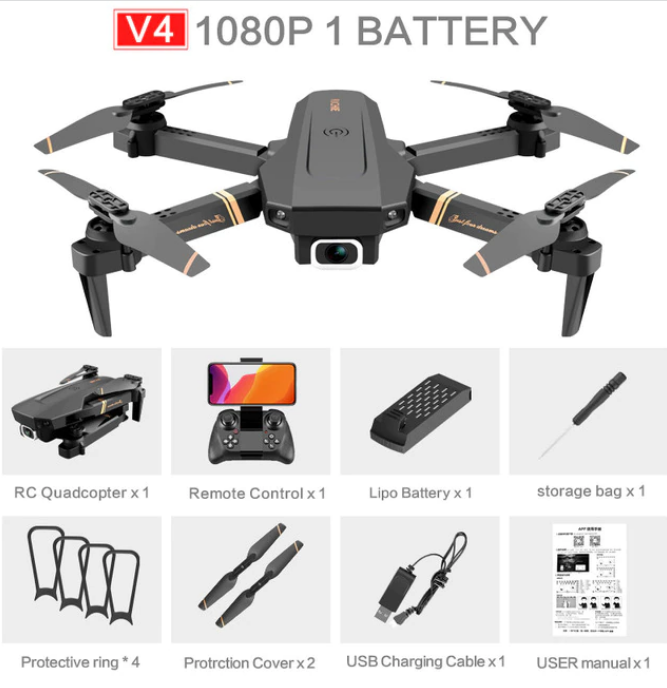 V4 Rc Drönare 4k HD vidvinkelkamera 1080P WiFi fpv Drone Dual Camera Quadcopter Real-time transmission