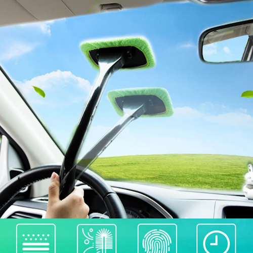 Bilfönsterrengörings stativ Vindrutetorkare Mikrofiberborste Rengöringstvättverktyg med + handtrasa