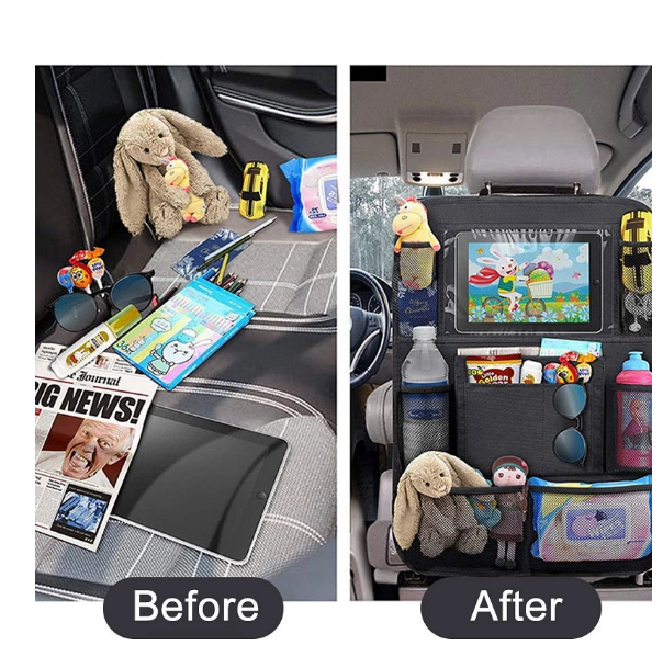 Universal iPad‑hållare för bilens baksäte, flera fack
