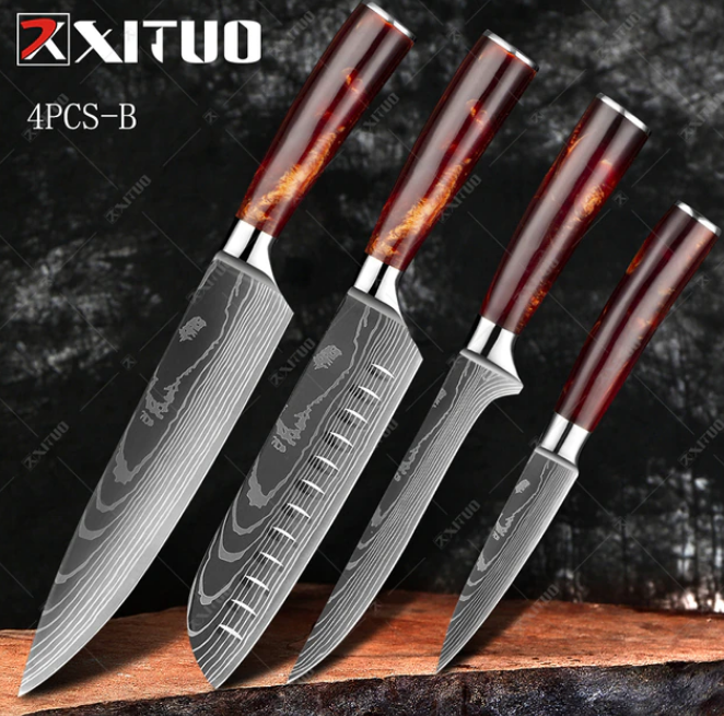 4 st Professionella Japanska Köksknivar Sashimi Knivar