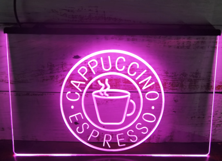 Espresso Cappuccino Neon LED Skylt