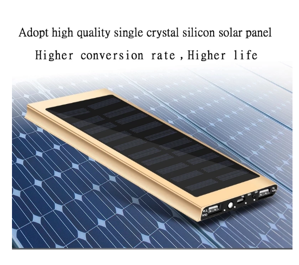 Solar Power Bank Powerbank 50000mAh, Dubbla USB portar Solladdare Bärbart för Iphone och Android Smarttelefoner