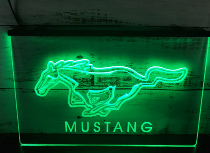 MUSTANG NEON LOGO BAR SKYLT