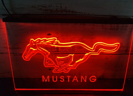 MUSTANG NEON LOGO BAR SKYLT