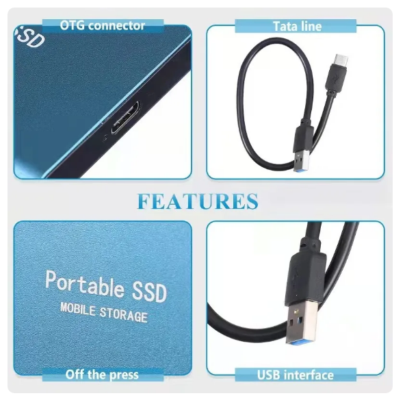 Bärbar SSD 2TB USB/Typ-C-gränssnitt med hög kapacitet Mobile Mini hårddisk Extern hårddisk För datorer/smarttelefoner