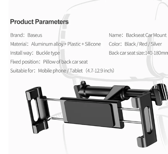 Baseus Mobilhållare för Mobiler och Surfplattor till Bilen, 4.7"-12.9" - Svart