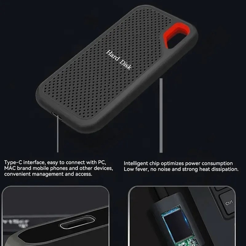 2 TB bärbar mobil hårddisk E60 USB 3.1 HD Extern